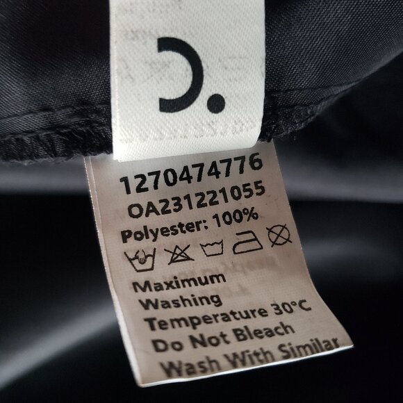 Shiny Black Satin Commense Flare Skirt Dress w Apron Front + Neck Ribbon - Picture 10 of 16